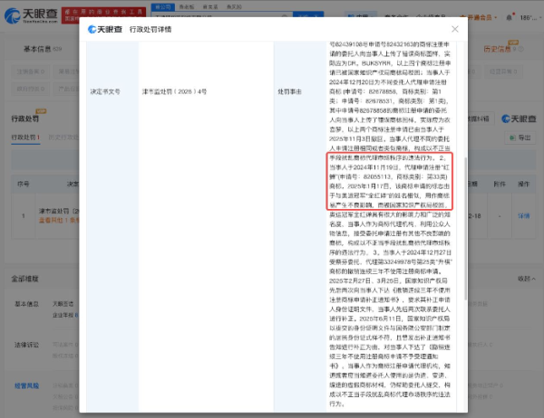 公司因抢注“全红婵”相关商标被罚