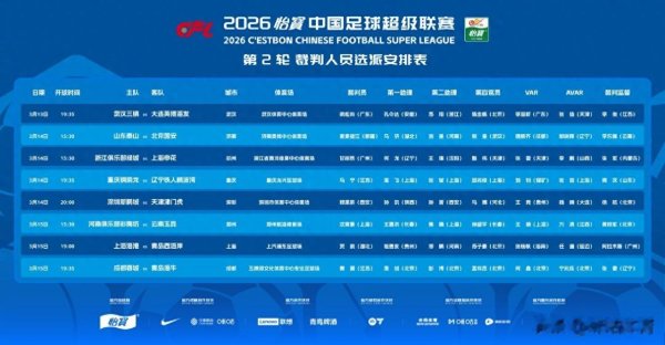 中超第二轮来袭! 麦麦提江主哨泰山vs国安 马宁执法铜梁龙vs铁人