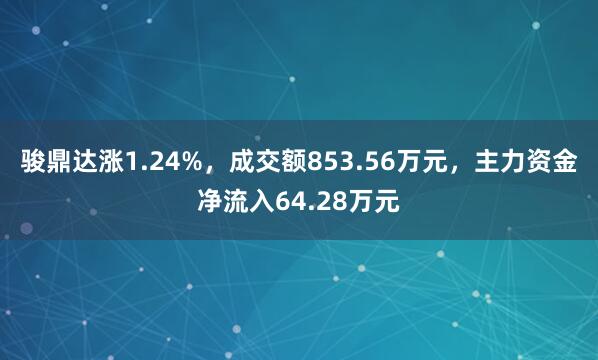 骏鼎达涨1.24%，成交额853.56万元，主力资金净流入64.28万元