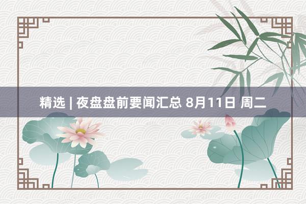 精选 | 夜盘盘前要闻汇总 8月11日 周二