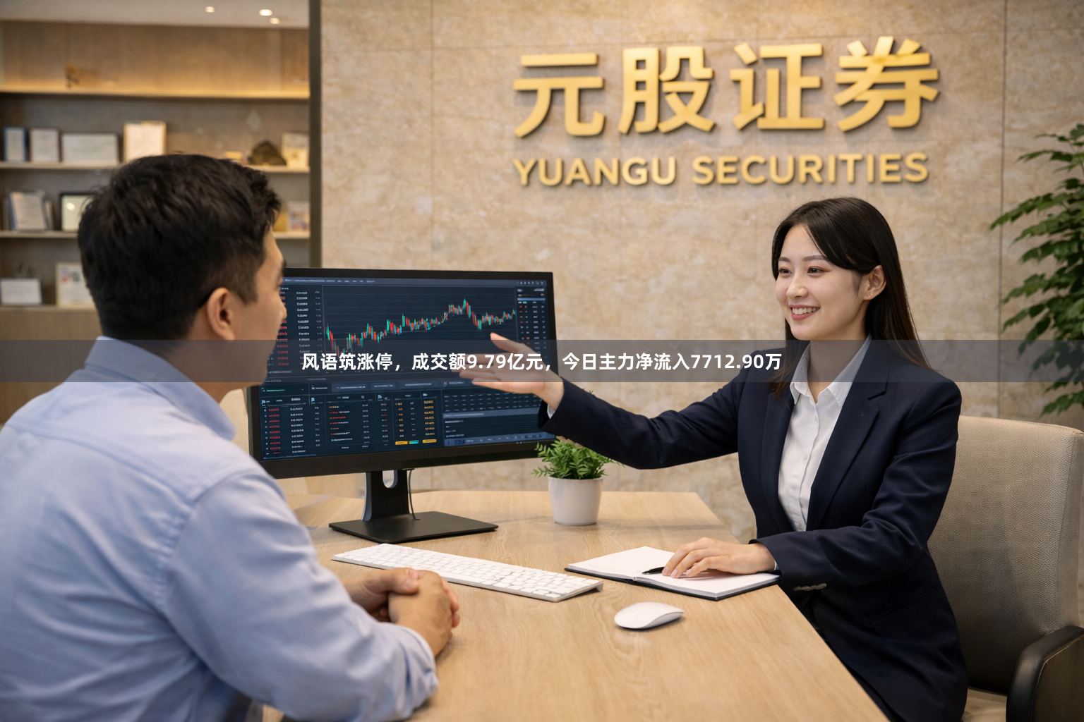 风语筑涨停，成交额9.79亿元，今日主力净流入7712.90万