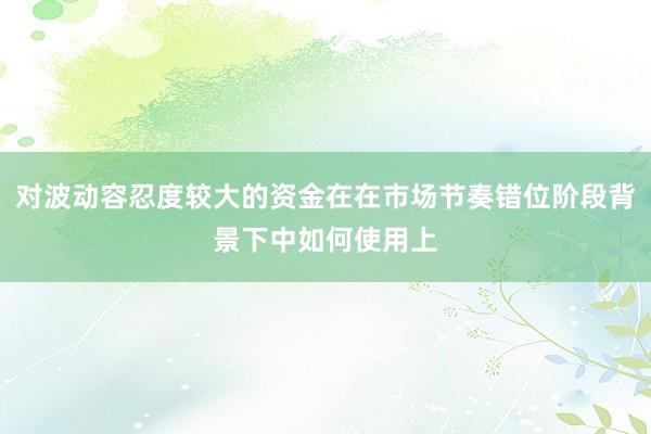 对波动容忍度较大的资金在在市场节奏错位阶段背景下中如何使用上