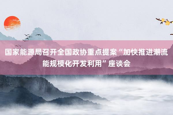 国家能源局召开全国政协重点提案“加快推进潮流能规模化开发利用”座谈会