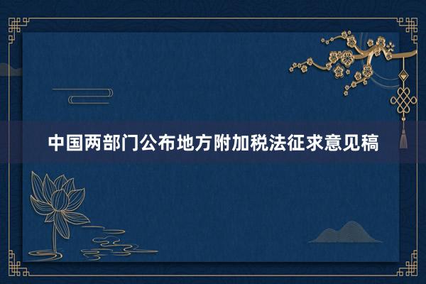 中国两部门公布地方附加税法征求意见稿