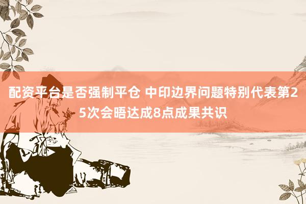 配资平台是否强制平仓 中印边界问题特别代表第25次会晤达成8点成果共识