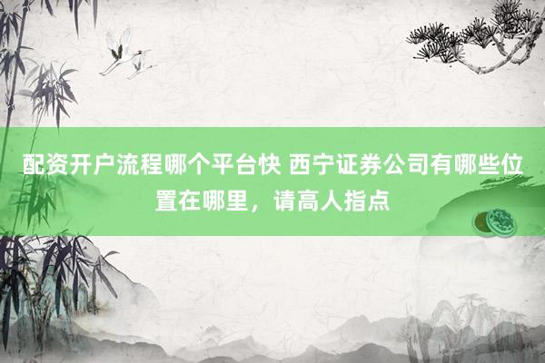 配资开户流程哪个平台快 西宁证券公司有哪些位置在哪里，请高人指点