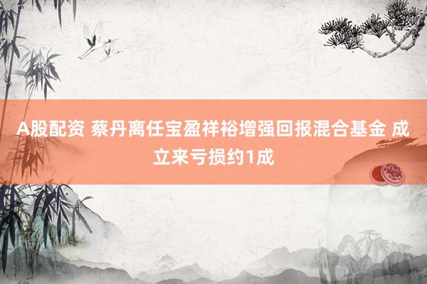 A股配资 蔡丹离任宝盈祥裕增强回报混合基金 成立来亏损约1成