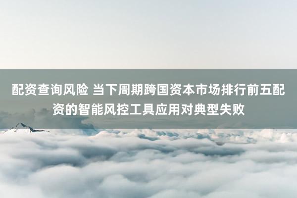 配资查询风险 当下周期跨国资本市场排行前五配资的智能风控工具应用对典型失败