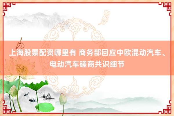 上海股票配资哪里有 商务部回应中欧混动汽车、电动汽车磋商共识细节